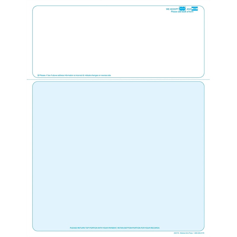 Solid Color Laser Statements, Style B, with Credit Card Information, Blue image 1