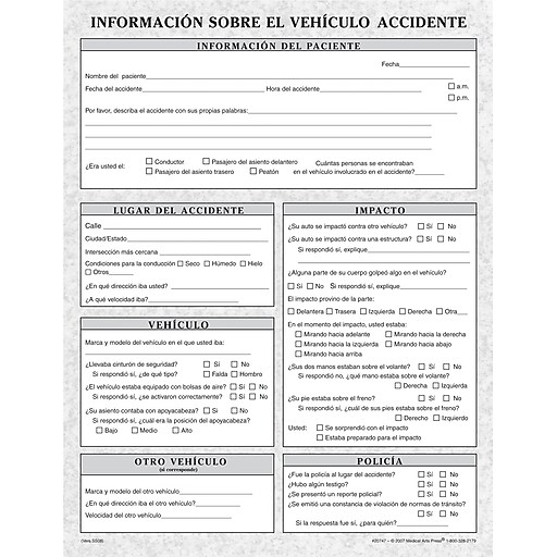 Medical Arts Press Vehicle Accident Information Form