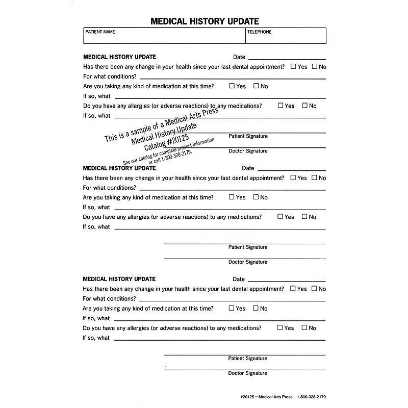Medical Arts Press Dental History Update Form (20125MAP) image 1