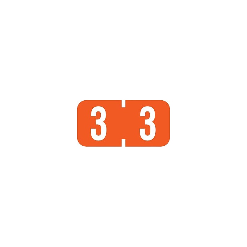 Medical Arts Press TAB Products Compatible Numeric Mini Label Sheets, "3", 250/Pack (36633) image 1