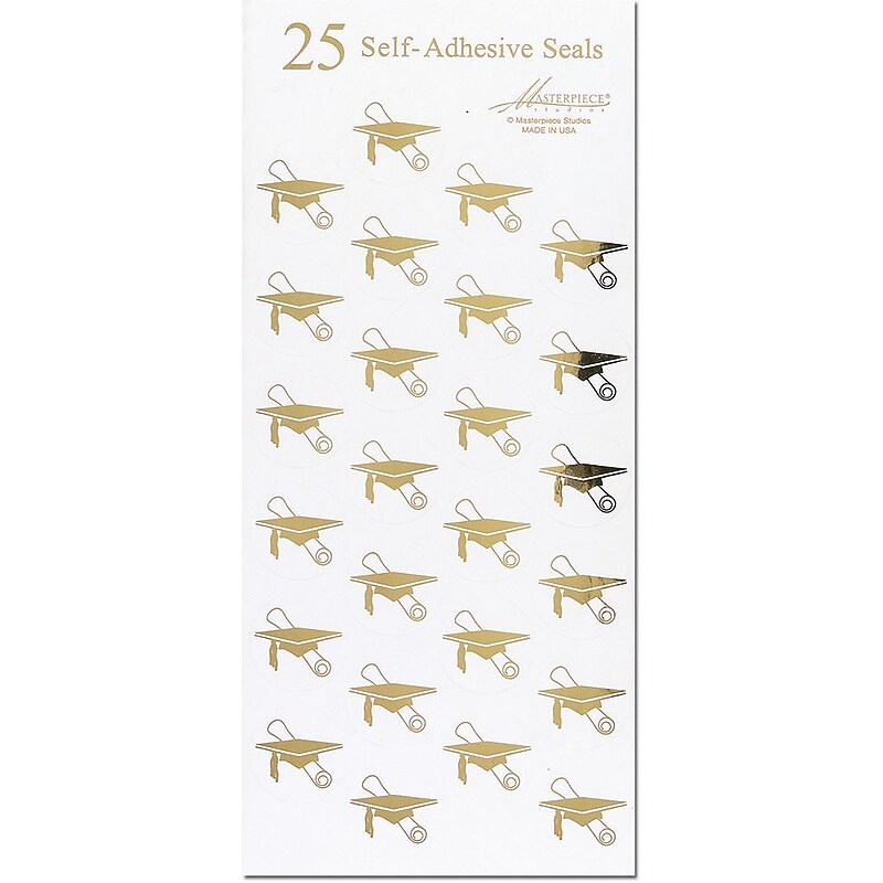 Great Papers! Gold Grad Hat Seals, White/Gold, 50/Pack (9882076PK2) image 1