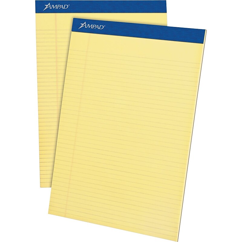 Ampad Legal Pads, 8-1/2" x 11", Narrow Ruled, Canary, 50 Sheets/Pad, 4 Pads/Pack (20-215) image 1