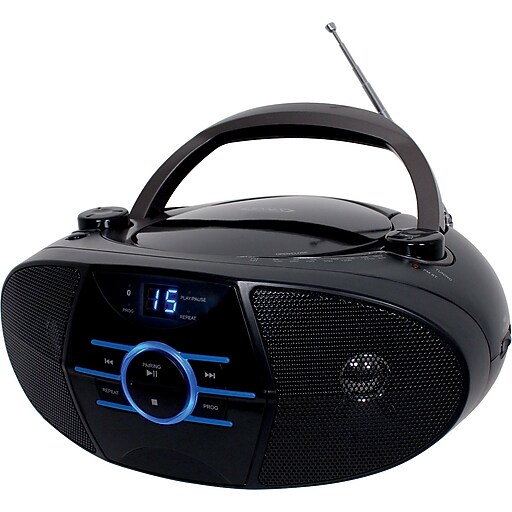 Jensen CD560 Portable Bluetooth Boombox with CD Player, Black Staples