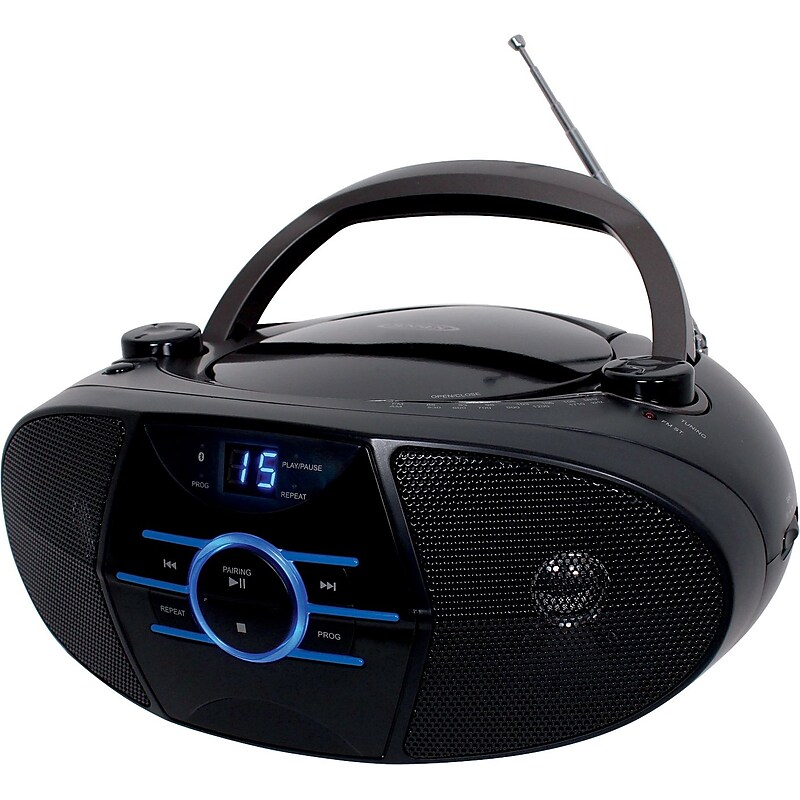 Jensen CD-560 Portable Bluetooth Boombox with CD Player, Black image 1