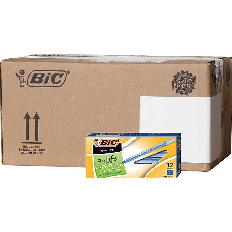 BIC Round Stic Xtra Precision Ballpoint Pens, Fine Point, Blue Ink, 432/Carton (GSF11BLUCT) image 1