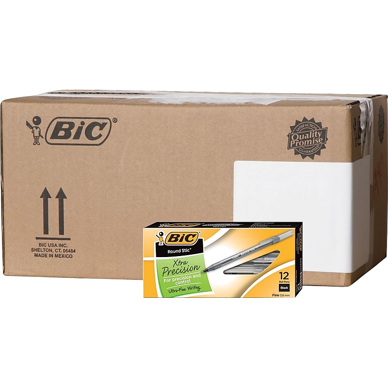 BIC Round Stic Xtra Precision Ballpoint Pens, Fine Point, Black, 432/Carton (GSF11BLKCT) image 1