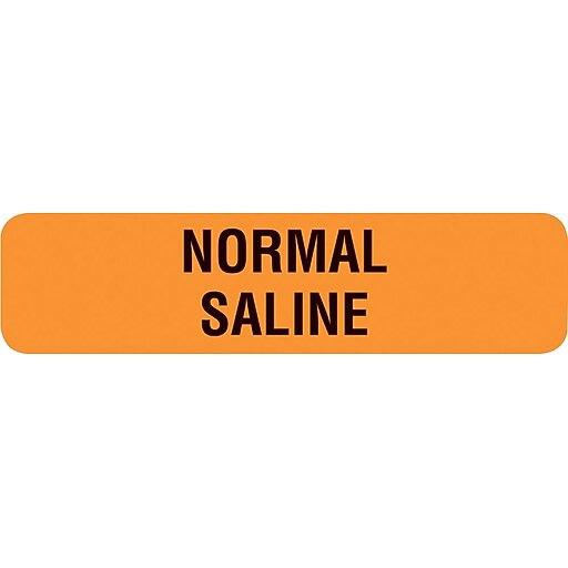 Drug Syringe Medical Labels, Normal Saline, 0.31 x 1.25 inch, 500