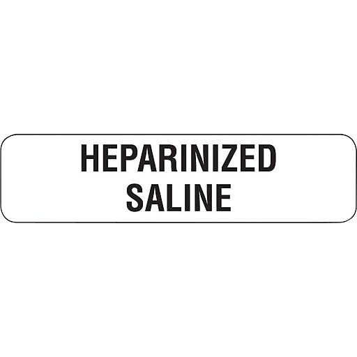 Drug Syringe Medical Labels, Heparinized Saline, 0.31 x 1.25 inch, 500