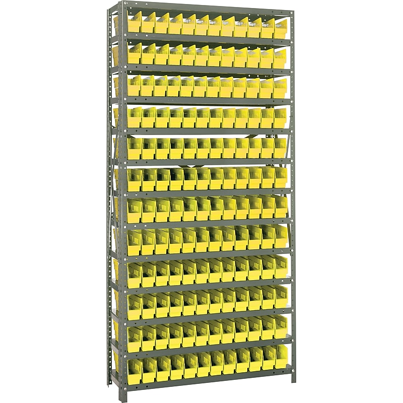 Quantum Storage Systems Shelf Bin Unit, 12" x 36" x 75", Yellow (1275-100-Y) image 1