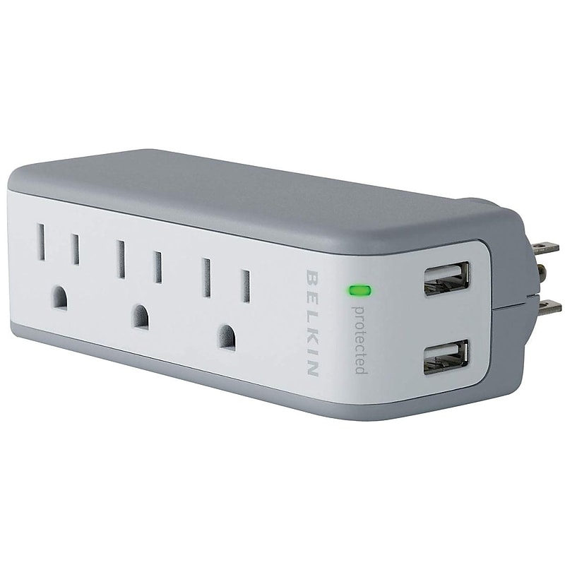 Belkin 3-Outlet Mini Travel Surge Protector, 918 Joules (BST300BG) image 1