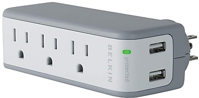 Belkin 3-Outlet Mini Travel Surge Protector, 918 Joules (BST300BG) Simolary simolary.com