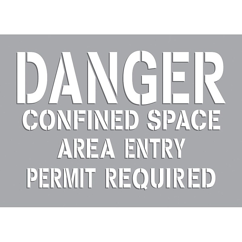 Accuform Stencil, DANGER CONFINED SPACE AREA ENTRY PERMIT REQUIRED, 7"x10", Plastic (CST712) image 1