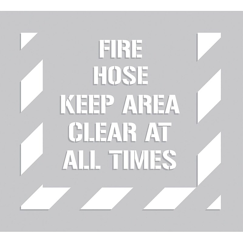Accuform Floor Marking Stencil, FIRE HOSE KEEP AREA CLEAR AT ALL TIMES, 44" x 40", Plastic (PMS323) image 1