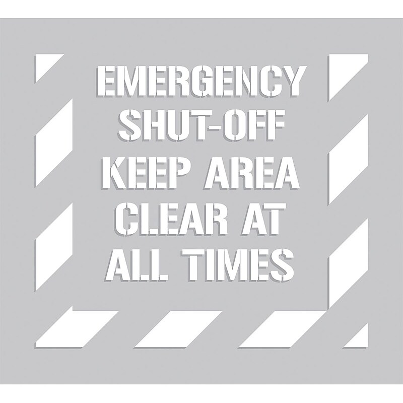 Accuform Floor Stencil, EMERGENCY SHUT-OFF KEEP AREA CLEAR AT ALL TIMES, 44"x40", Plastic (PMS329) image 1