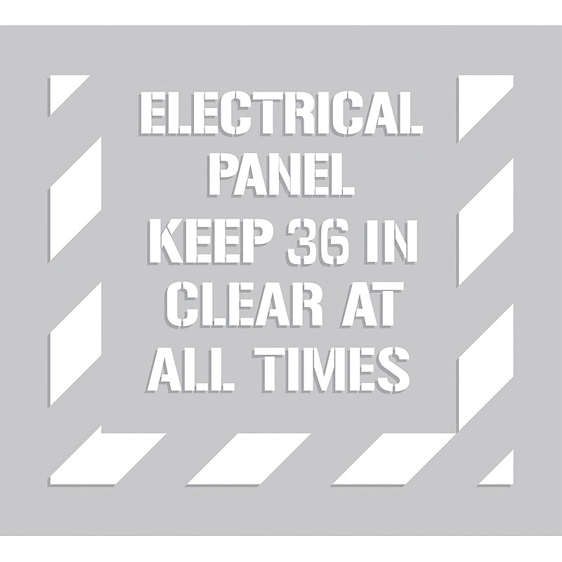 Accuform Floor Stencil, ELECTRICAL PANEL KEEP 36 IN CLEAR AT ALL TIMES, 44"x40", Plastic (PMS309) image 1