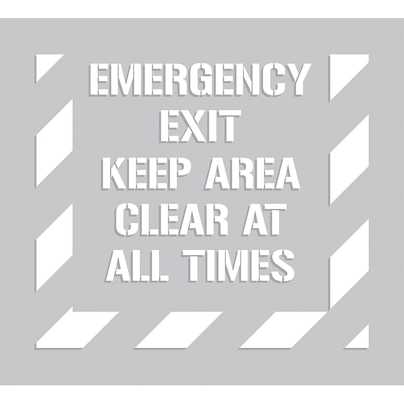 Accuform Floor Marking Stencil, EMERGENCY EXIT KEEP AREA CLEAR AT ALL TIMES, 44"x40", Plastic (PMS303) image 1