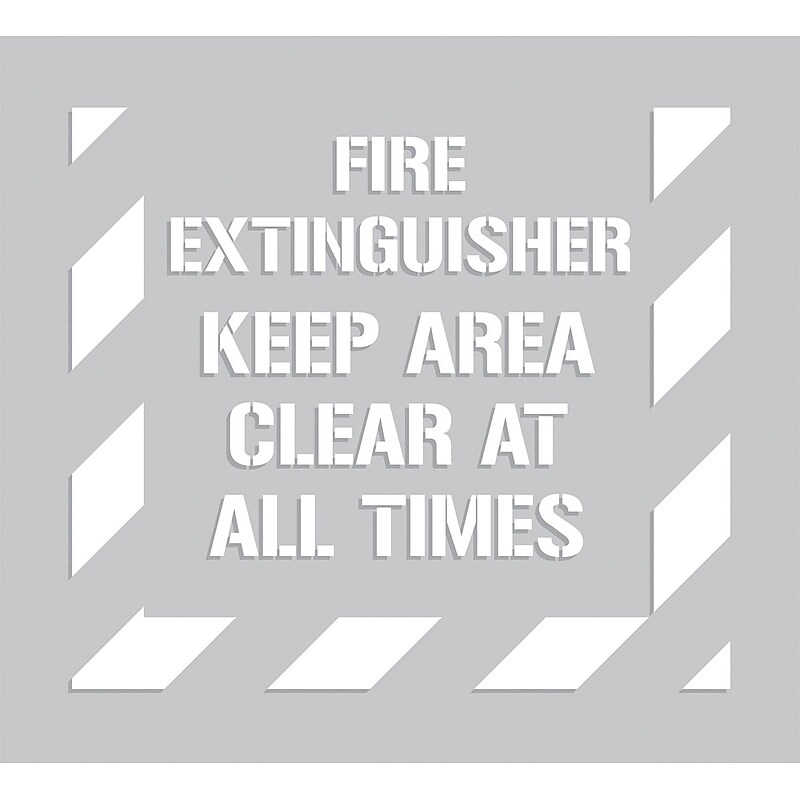Accuform Floor Stencil, FIRE EXTINGUISHER KEEP AREA CLEAR AT ALL TIMES, 44"x40", Plastic (PMS325) image 1