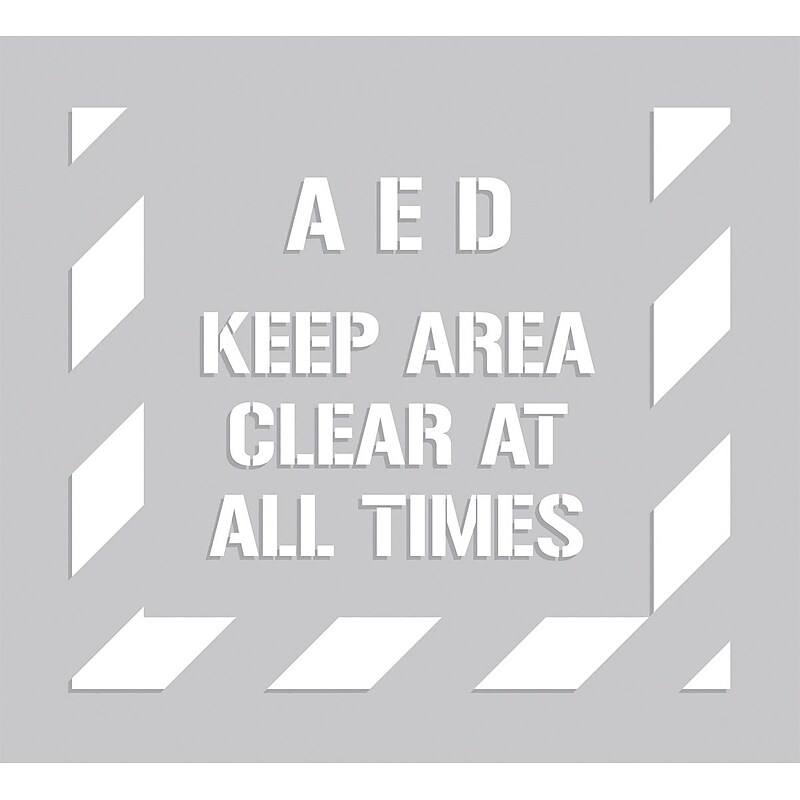 Accuform Floor Marking Stencil, AED KEEP AREA CLEAR AT ALL TIMES, 44" x 40", Plastic (PMS332) image 1