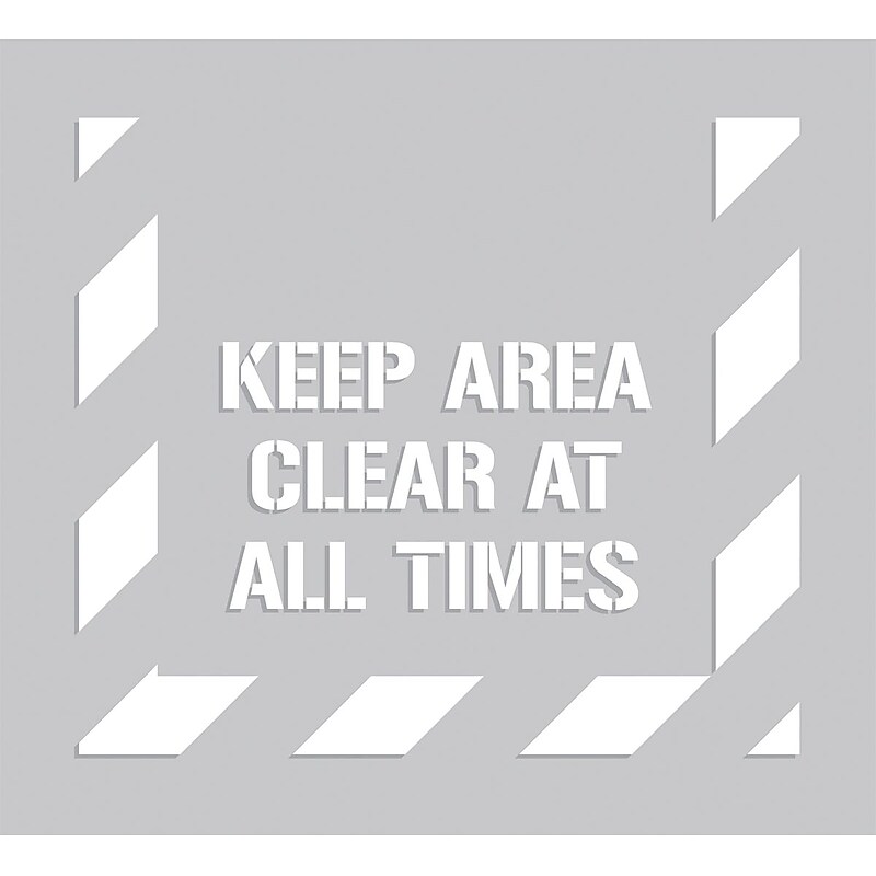 Accuform Floor Marking Stencil, KEEP AREA CLEAR AT ALL TIMES, 44" x 40", Plastic (PMS300) image 1