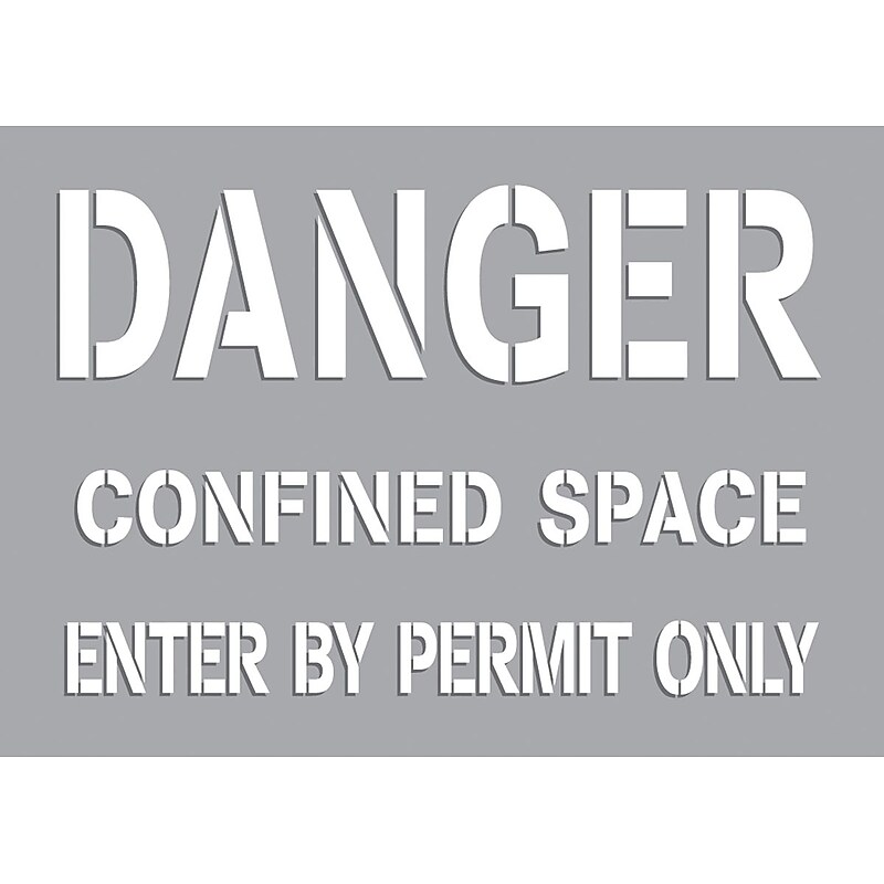 Accuform Confined Space Stencil, DANGER CONFINED SPACE ENTER BY PERMIT ONLY, 7"x10", Plastic (CST718) image 1
