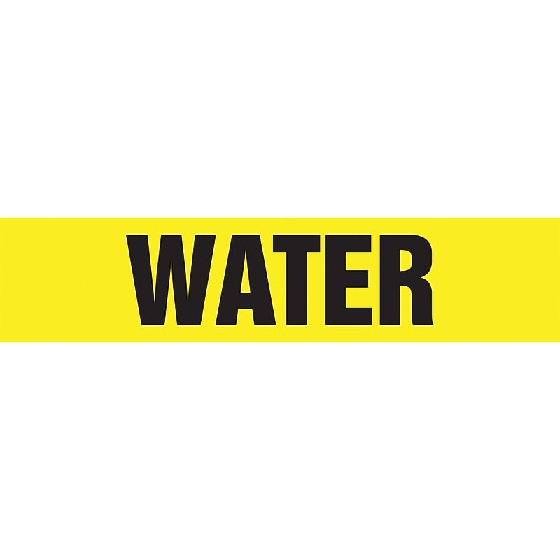 Accuform Self-Stick Pipe Marker, WATER, 2-1/2" to 6", Black/Yellow (RPK733SSD) image 1
