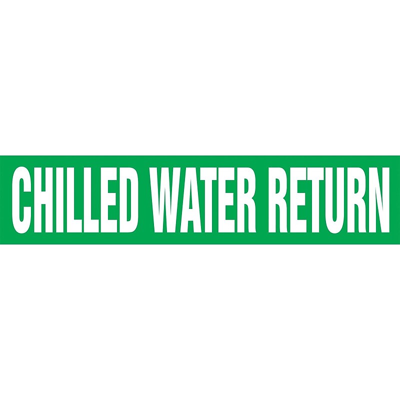 Accuform Self-Stick Pipe Marker, CHILLED WATER RETURN, 1-1/2" to 2", White/Green (RPK201SSB) image 1