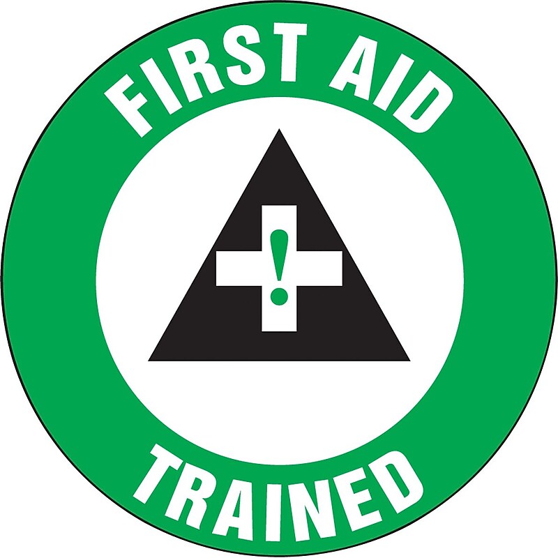 Accuform Hard Hat/Helmet Decal, FIRST AID TRAINED, 2¼", Adhesive Vinyl, 10/Pack (LHTL312) image 1