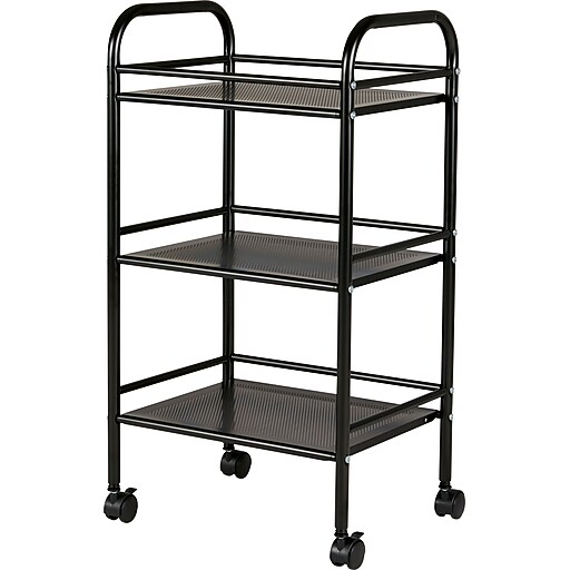 Staples® 3 Shelf Rolling Cart, Black Staples