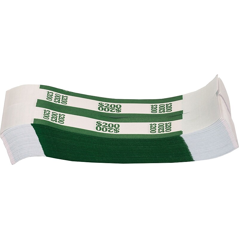 Pap-R Products Self-Adhesive Currency Straps, White/Green, 1,000/Pack (400200) image 1