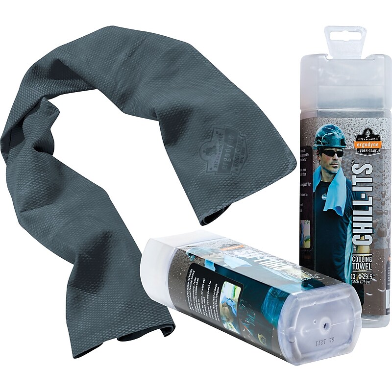Ergodyne Chill-Its 6602 Cooling Towel, Gray, One Size, 6/Carton (12438) image 1