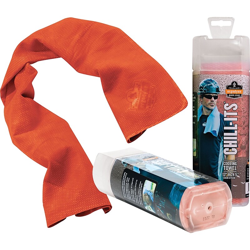 Ergodyne Chill-Its 6602 Cooling Towel, Orange, One Size, 6/Carton (12441) image 1