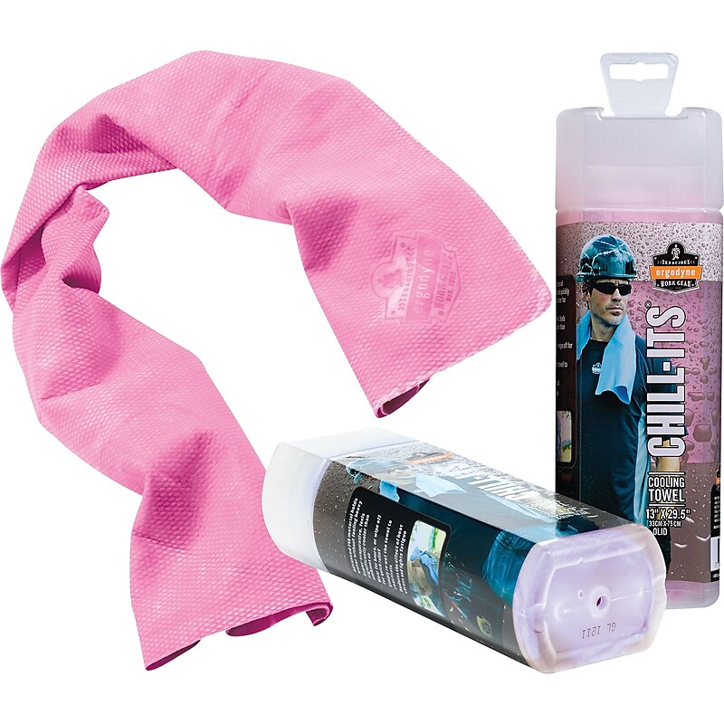 Ergodyne Chill-Its 6602 Cooling Towel, Pink, One Size, 6/Carton (12442) image 1