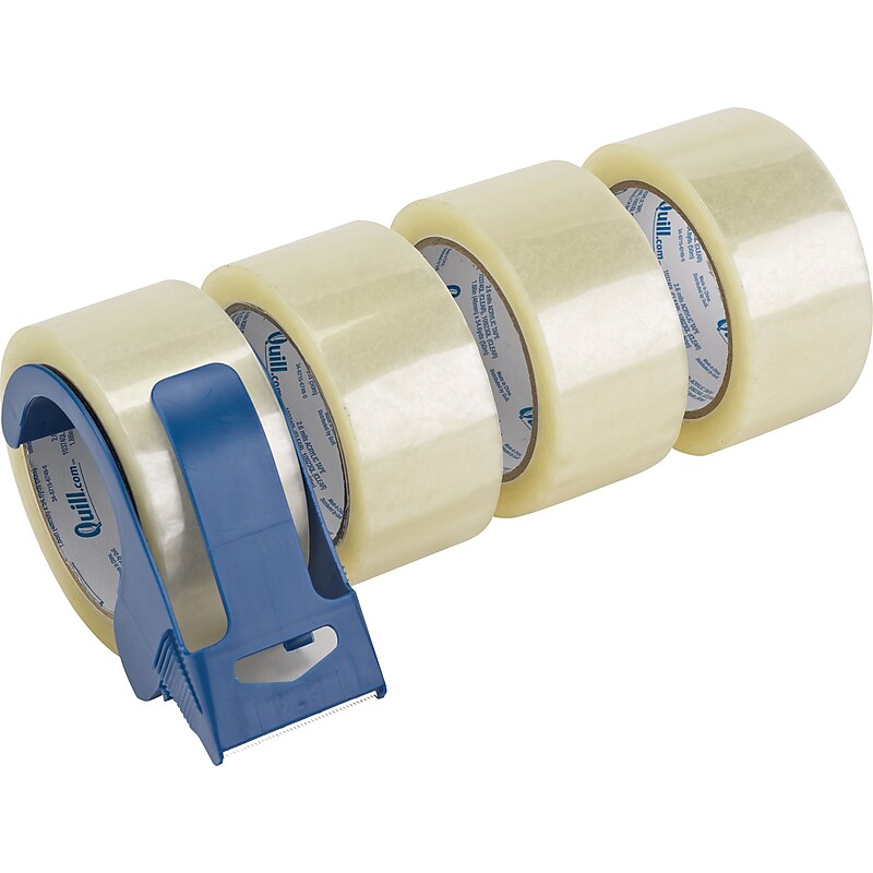 Quill Brand® Acrylic Packing Tape with Dispenser, 2.6 Mil, 1.88" x 54.6 yds., Clear, 4/Pack (ST-QA264RDA) image 1