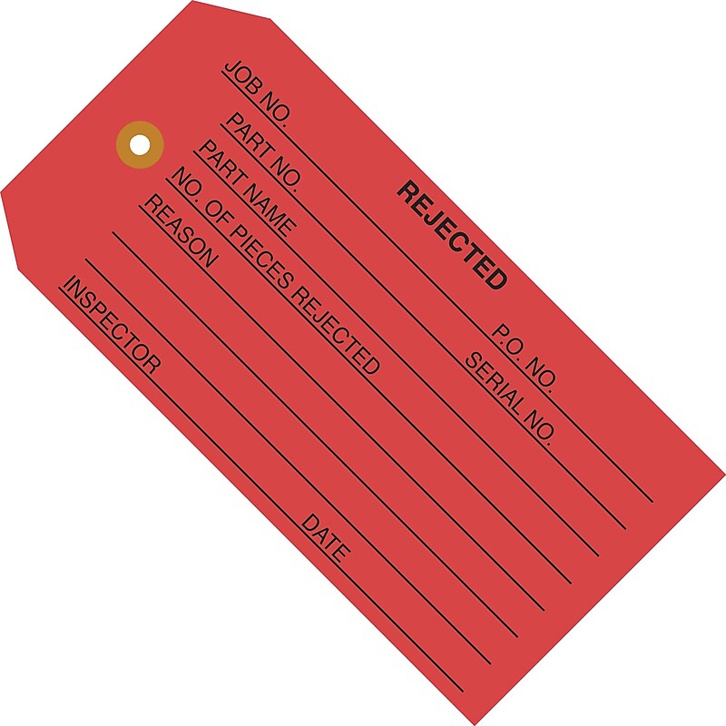 4 3/4" x 2 3/8" - "Rejected" Inspection Tag, 1000/Case image 1