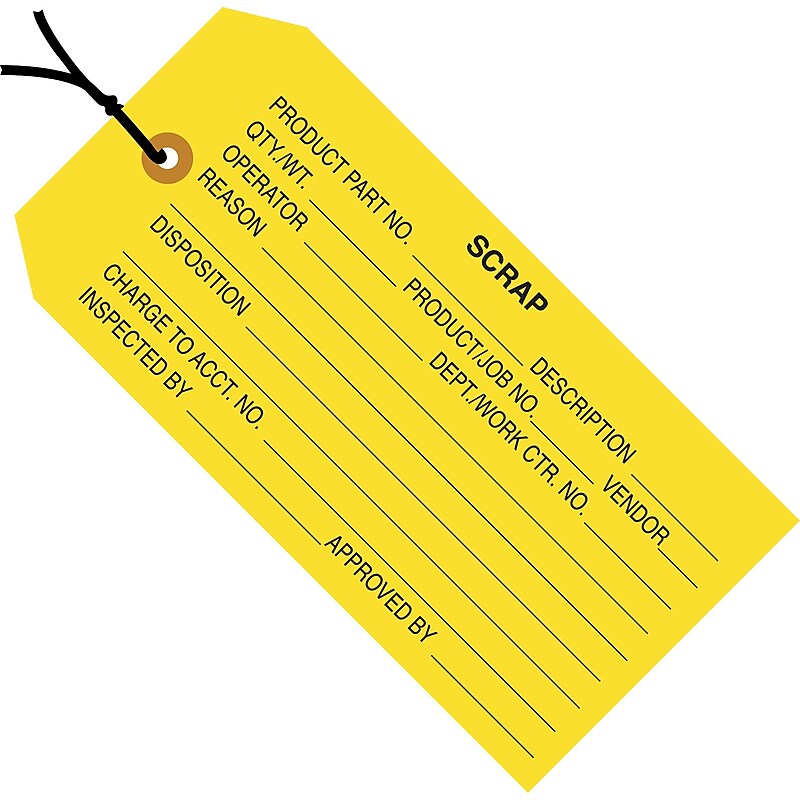 4 3/4" x 2 3/8" "Scrap" Inspection Tag - Pre-Strung, 1000/Case (G20052) image 1