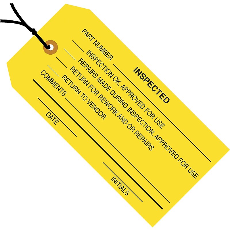 4 3/4" x 2 3/8" - "Inspected" Inspection Tag - Pre-Strung, 1000/Case image 1