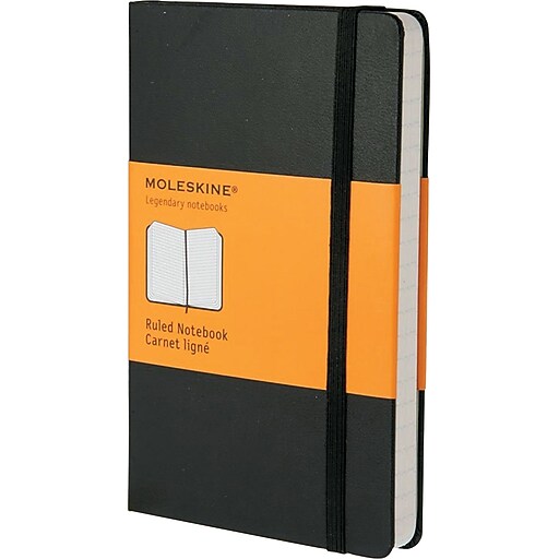 Hard Cover Notebook, Ruled, 5 1/2 X 3 1/2, Black Cover, 192 Sheets at