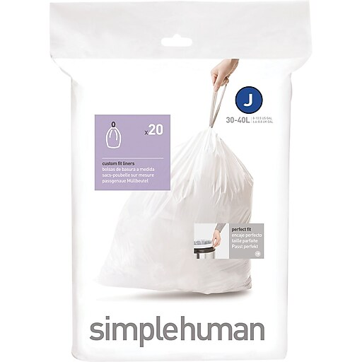 simplehuman® Custom Fit Trash Bags, Code J, 810.5 Gallon, 240 Bags/Box