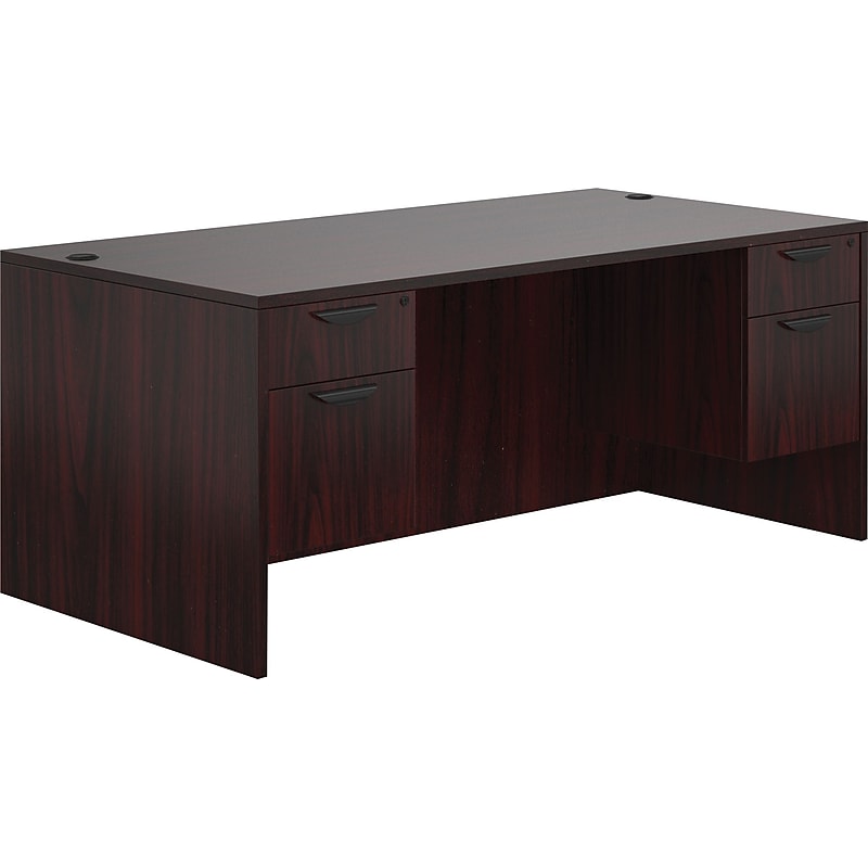 Offices To Go Superior Laminate Double Pedestal Desk, Box/File, American Mahogany, 29.5"Hx71"Wx36"D image 1