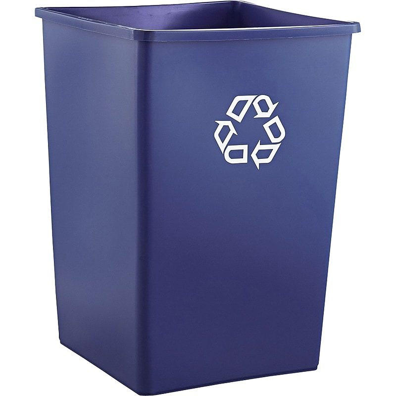 Rubbermaid Untouchable Recycling Waste Containers, Square w/PCR Content, Blue, 35 gallon image 1
