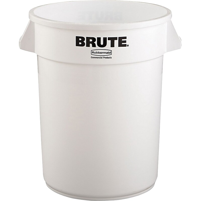 Rubbermaid Brute Plastic Trash Can with no Lid, White, 32 gal. (FG263200WHT) image 1
