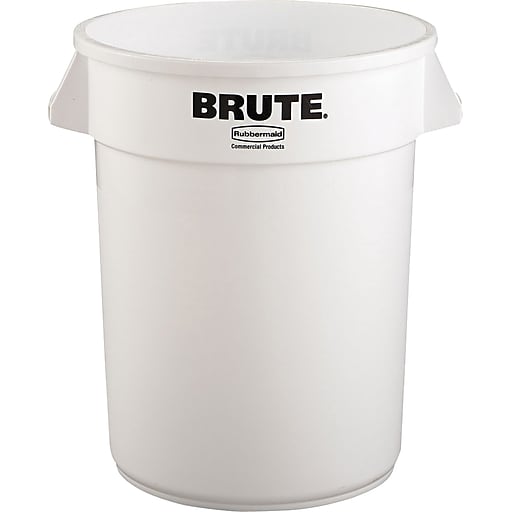Rubbermaid Brute Plastic Trash Can with no Lid, White, 32 gal.  (FG263200WHT)