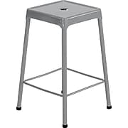 Safco® Counter-Height Steel Stool, Silver, 25"H x 17 3/4"W x 17 3/4"D