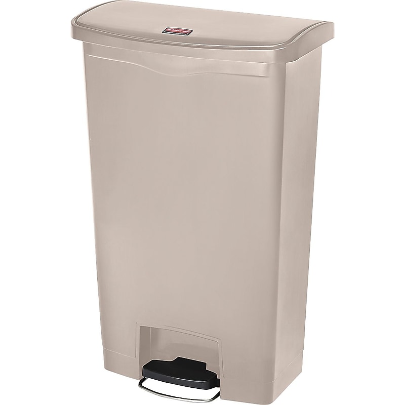 Rubbermaid Slim Jim Resin Front Step-On Trash Can, 18 Gallons, Beige (1883460) image 1