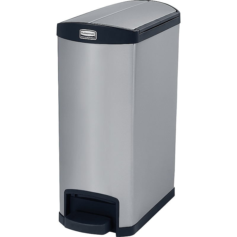 Rubbermaid Slim Jim Stainless Steel Step Trash Can, Black And Metallic, 13 gal. (1901993) image 1