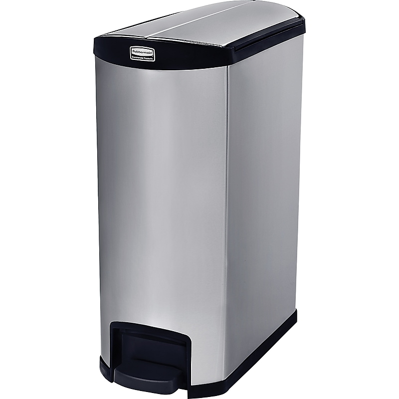 Rubbermaid Slim Jim Stainless Steel Step Trash Can, Black And Metallic, 24 gal. (1902000) image 1