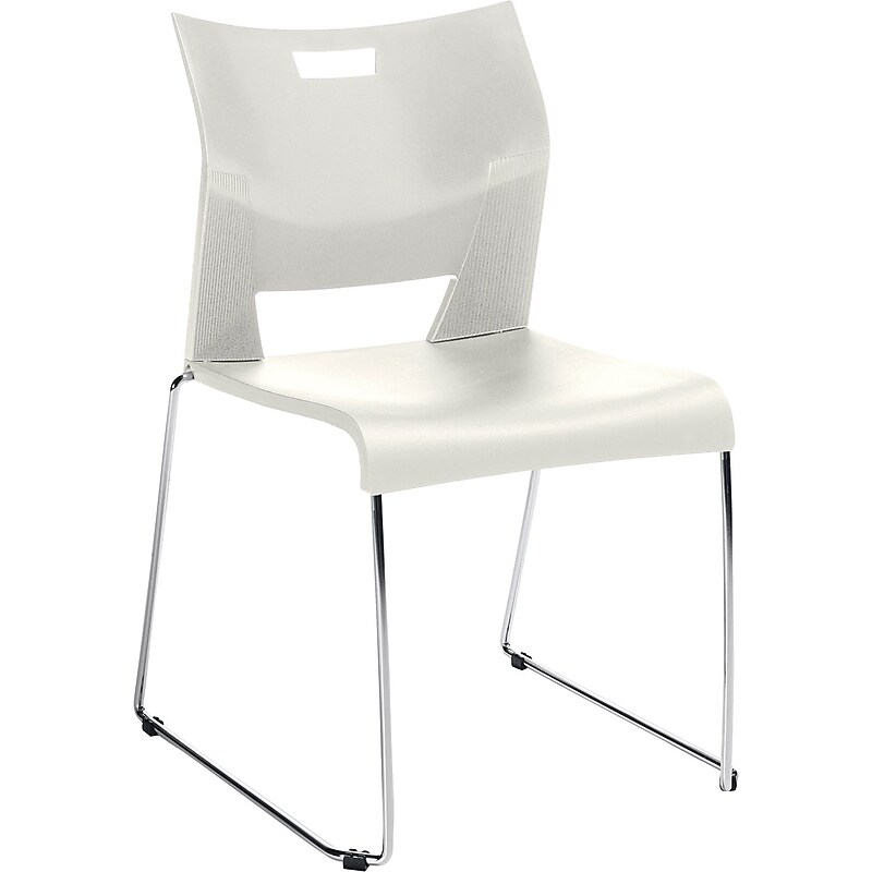 Global Duet 6621 Polypropylene Armless Stacking Chairs, Ivory Clouds, 4/Ct (TD6621CH-IVC) image 1