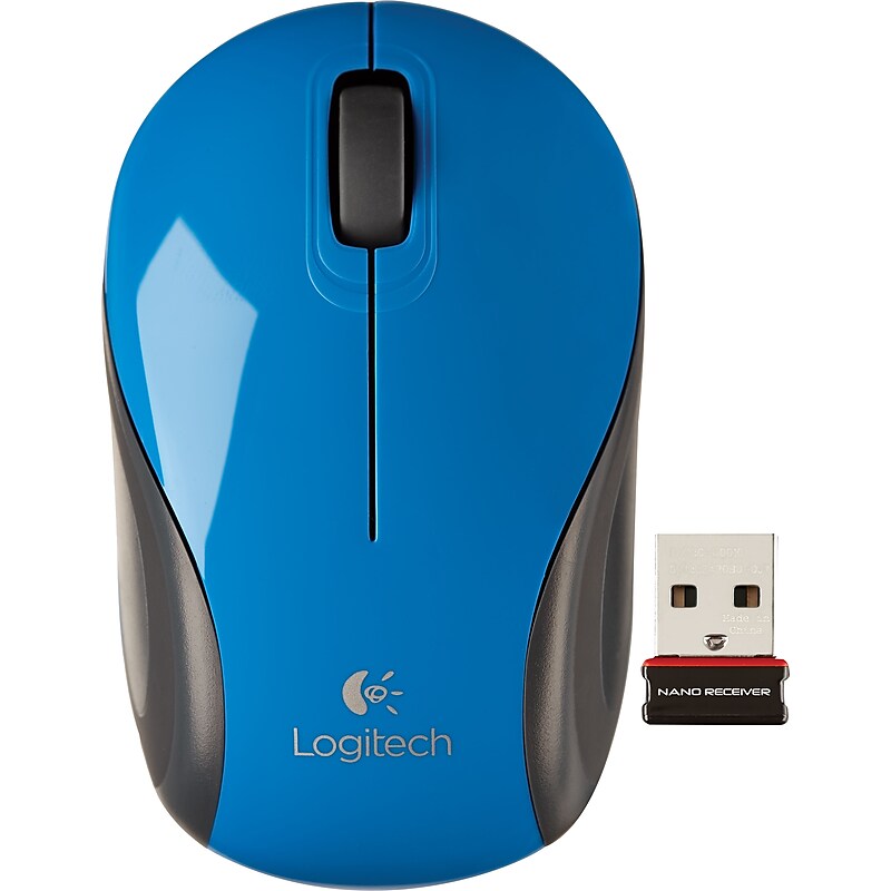 Logitech M187 Wireless Ambidextrous Optical USB Mouse, Blue (910-002728) image 1