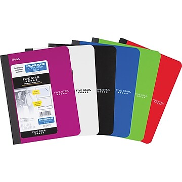 Five Star Composition Notebooks, 7.5" x 9.7", College Ruled, 100 Sheets, Assorted Colors (09120)