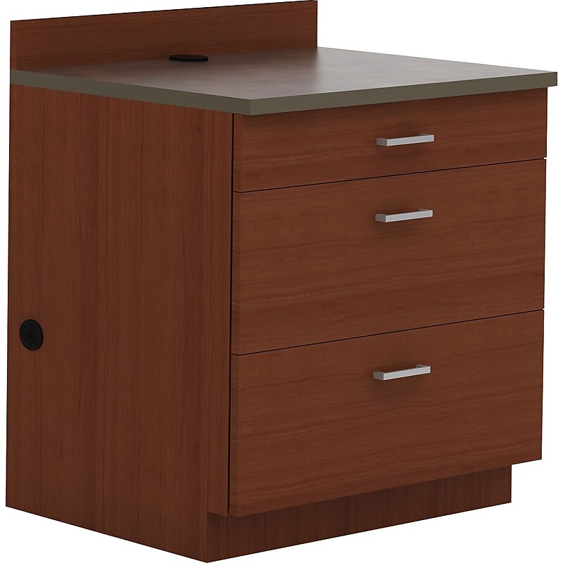 Safco 36"H Modular Break Room Three Drawer Base Cabinet, Mahogany/Slate (1703MH) image 1